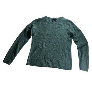 Tahari Pure Luxe 100% Cashmere Green Crewneck Sweater
